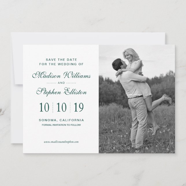 Green Botanical Watercolor Pattern - Save the Date (Front)