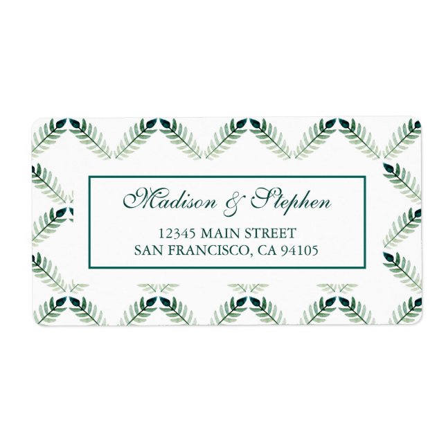 Green Botanical Watercolor Pattern -  Wedding (Front)
