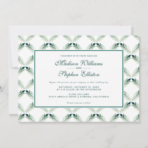 Green Botanical Watercolor Pattern - Wedding Invitation