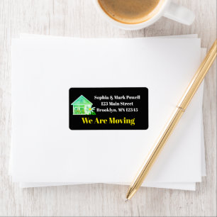 Green Botanical We Are Moving New Home Address  Label