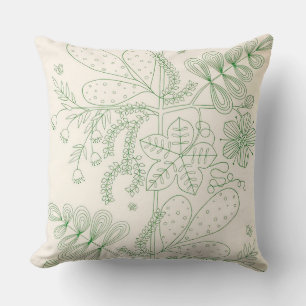 Green Botanicals Throw Pillow