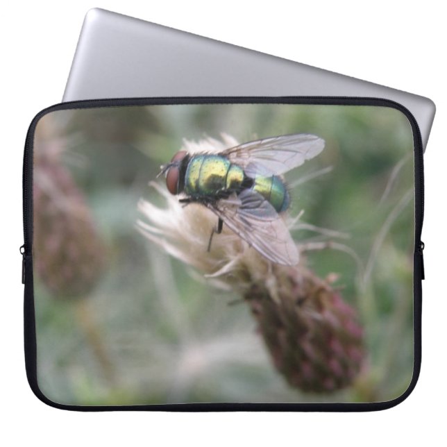 Green Bottle Fly Macro Laptop Bag (Front)