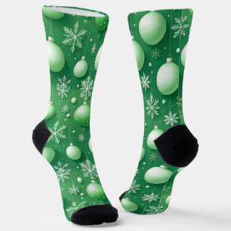 Green Boughs and Snowflakes Socks