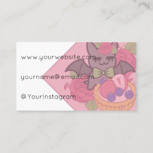 Green Bow Bat and Fruit Tartlet Business Card