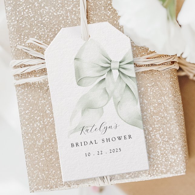 Green Bow Bridal Shower Favour Tags (Creator Uploaded)