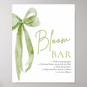 Green Bow Bridal Shower Flower Bloom Bar Sign