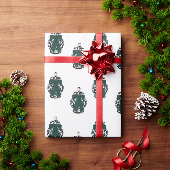 Green Bow Chinoiserie Vase Wrapping Paper (Holiday Gift)