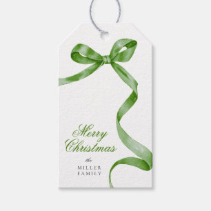 Green Bow Christmas Gift Tag