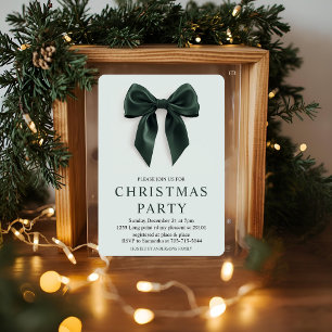 "Green Bow Christmas Party   Elegant Holiday  Acrylic Invitations