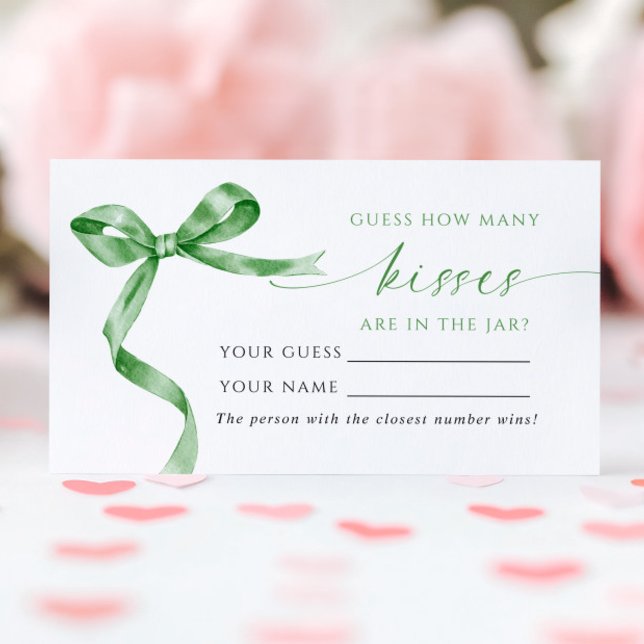 Green Bow Combien de baisers Douche Carte de jeu (Créateur téléchargé)
