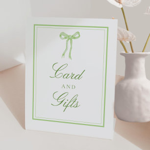 Green Bow Coquette Ribbon Cards and Gifts Sign