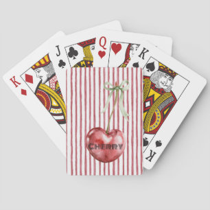 Green Bow Cream Red Stripes Cherry Playing Cards