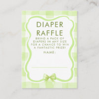 Green Bow Diaper Raffle Baby Shower Tickets