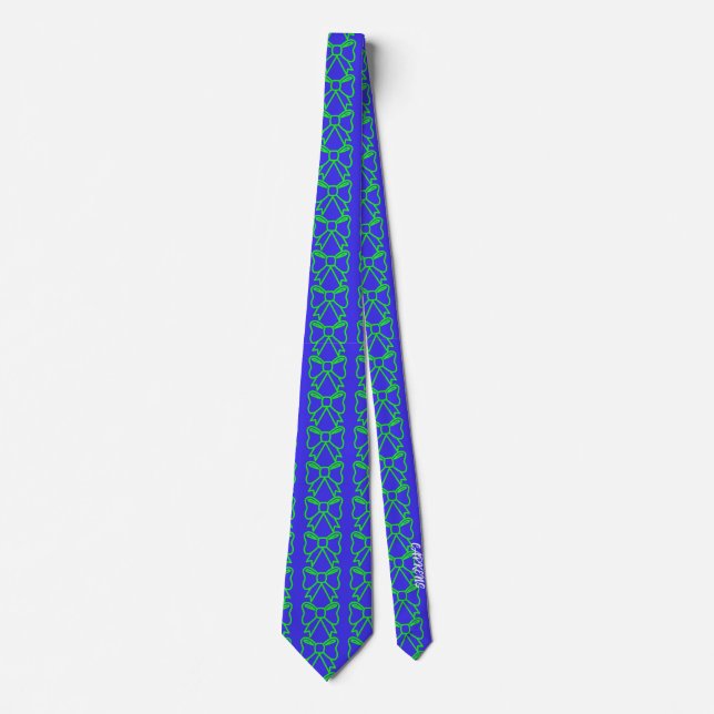 Green Bow Executive Men's Classic Quality Blue Tie (Front)