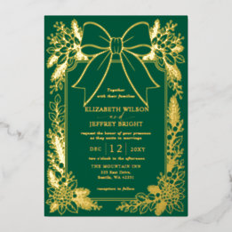 Green Bow Floral Winter Christmas Wedding