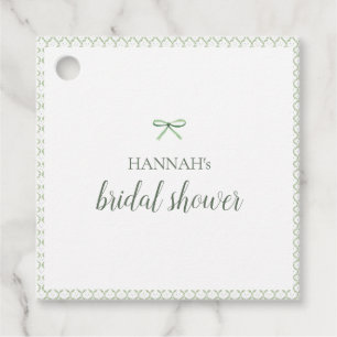 Green Bow Grandmillenial Bridal Shower Favour Tags