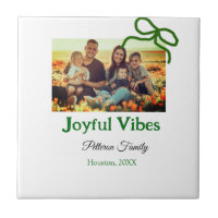 Green bow joyful Vibes add family photo name