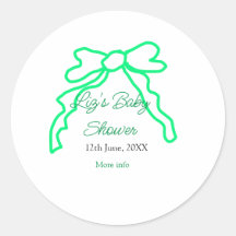 Green bow scribble baby shower add name date moder
