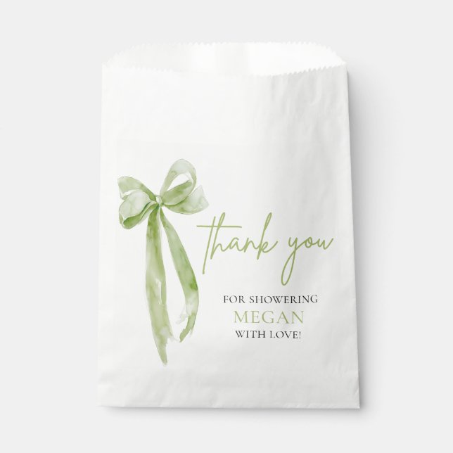 Green Bow She's Tying the Knot Bridal Shower Favour Bag (Front)