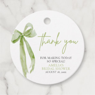 Green Bow She's Tying the Knot Bridal Shower Favour Tags