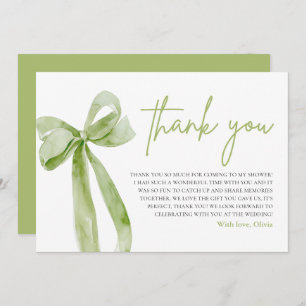 Green Bow She's Tying the Knot Thank You Card