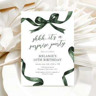 Green Bow Surprise Adult Birthday Party Invitation