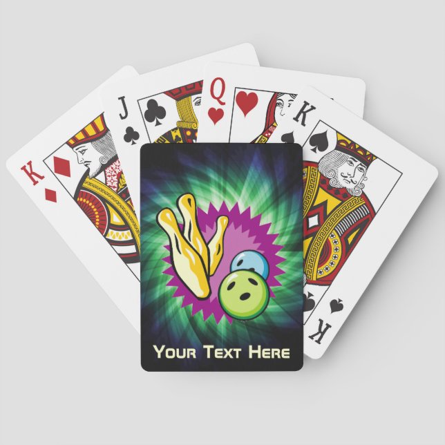 Green Bowling Ball; Pins Playing Cards (Back)