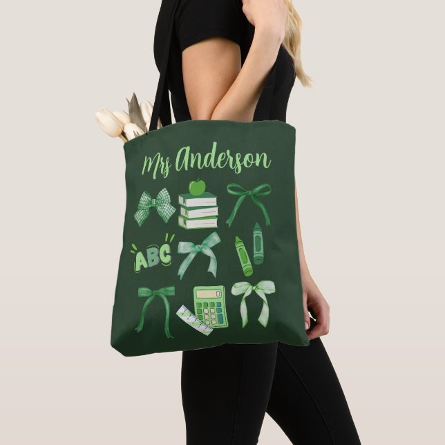Green Bows Elementary Teacher St Patrick's Day  Tote Bag (Close Up)