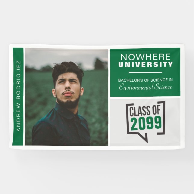 Green Boxes & Photo Graduation Banner (Horizontal)