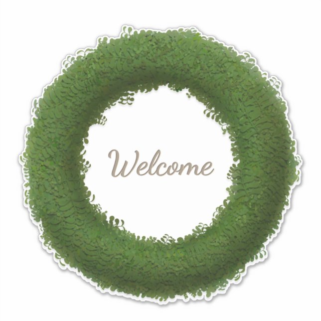 Green Boxwood Wreath With Custom Name or Text (Front)