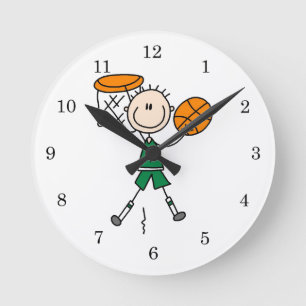 Green Boy Basketball Player t-shirts and Gifts Round Clock