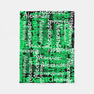 Green Boy's All-over Name Collage Personalized Fleece Blanket