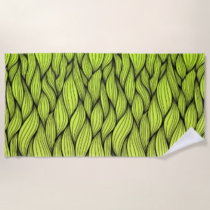 Green Braids Pattern Beach Towel
