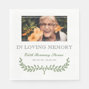 Green Branch In Loving Memory Photo Napkin
