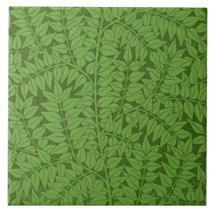 Green Branch Pattern (Jungle Art) (William Morris) Tile