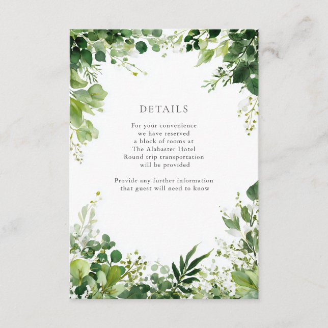 Green Branches Border Details Enclosure Card (Front)