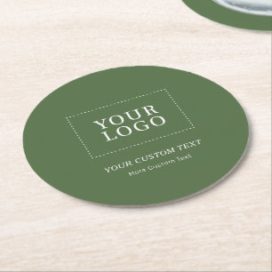 Green Branded Custom Business Logo Promotional Round Paper Coaster