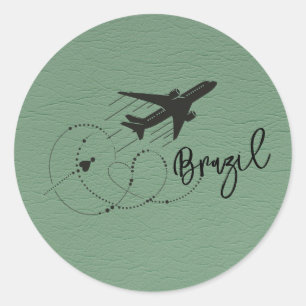 Green Brazil Passport Classic Round Sticker