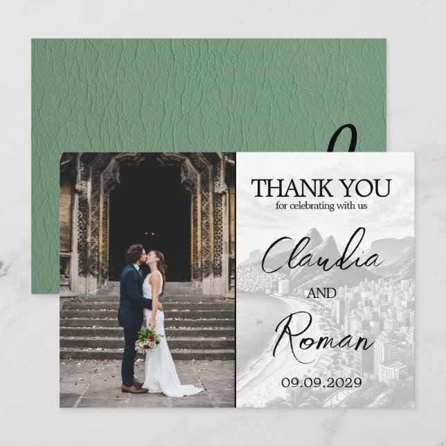 Green Brazil Passport Thank You Card (Front/Back)