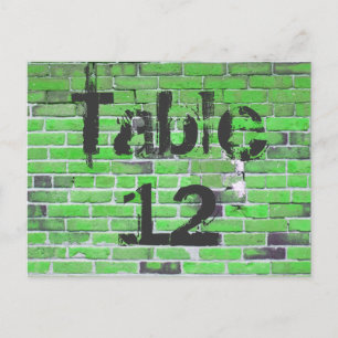 Green Brick Graffiti Reception Table Numbers Postcard