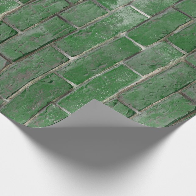 Green Brick Wall Pattern Wrapping Paper (Corner)