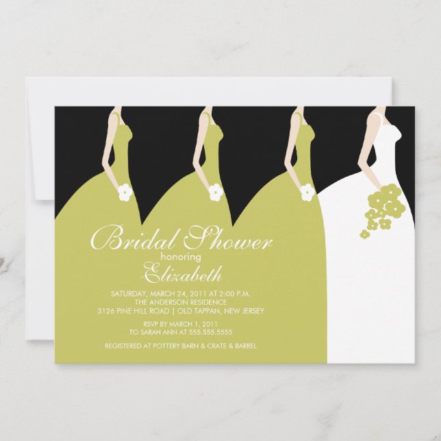 Green Bride Bridesmaids Bridal Shower Invitation (Front)