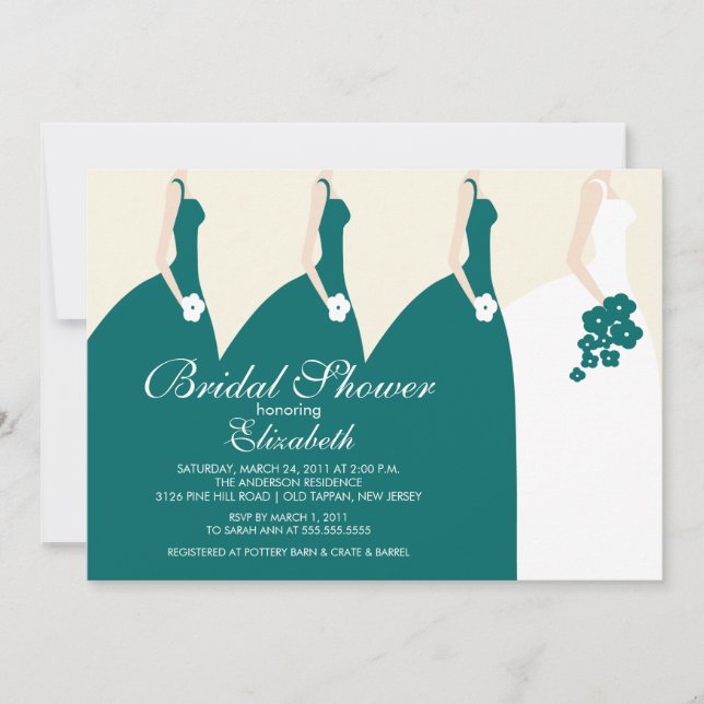 Green Bride Bridesmaids Bridal Shower Invitation (Front)