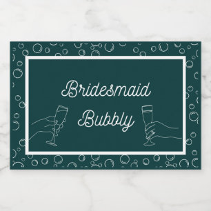Green Bridesmaid Bubbly Mini Sparkling Wine Lab Label