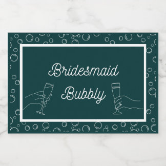Green Bridesmaid Bubbly Mini Sparkling Wine Lab Sparkling Wine Label