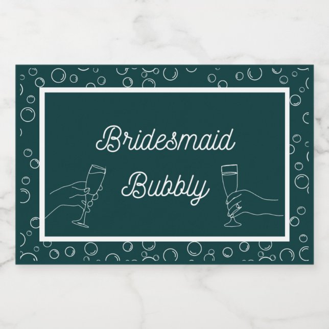 Green Bridesmaid Bubbly Mini Sparkling Wine Lab Sparkling Wine Label (Single Label)