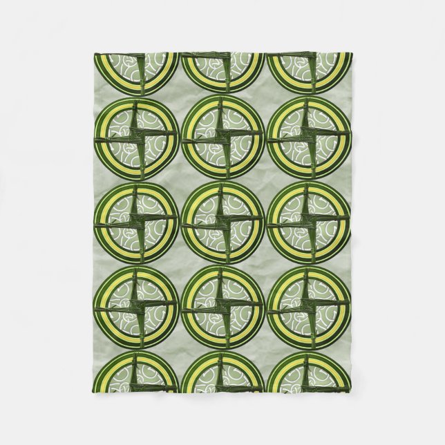 Green Brigid's Cross on Green Fleece Blanket (Front)