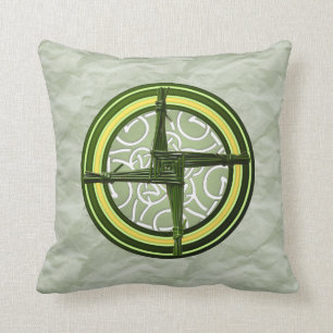 Green Brigid's Cross on Green Throw Pillow