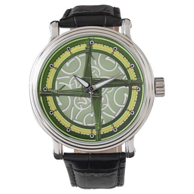 Green Brigid's Cross on Green Watch (Front)