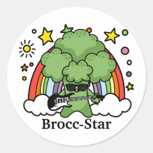 Green Broccoli Brocc, Rock Star Classic Round Sticker